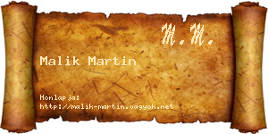 Malik Martin névjegykártya