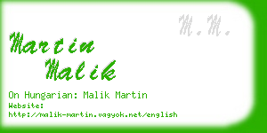 martin malik business card